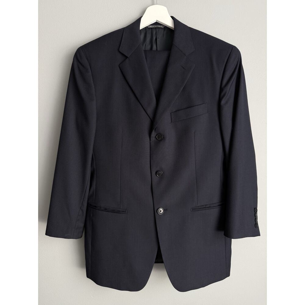 Bachrach Men’s Wool Suit 40 Navy Pinstripe Blazer Pants Made In Italy Classic